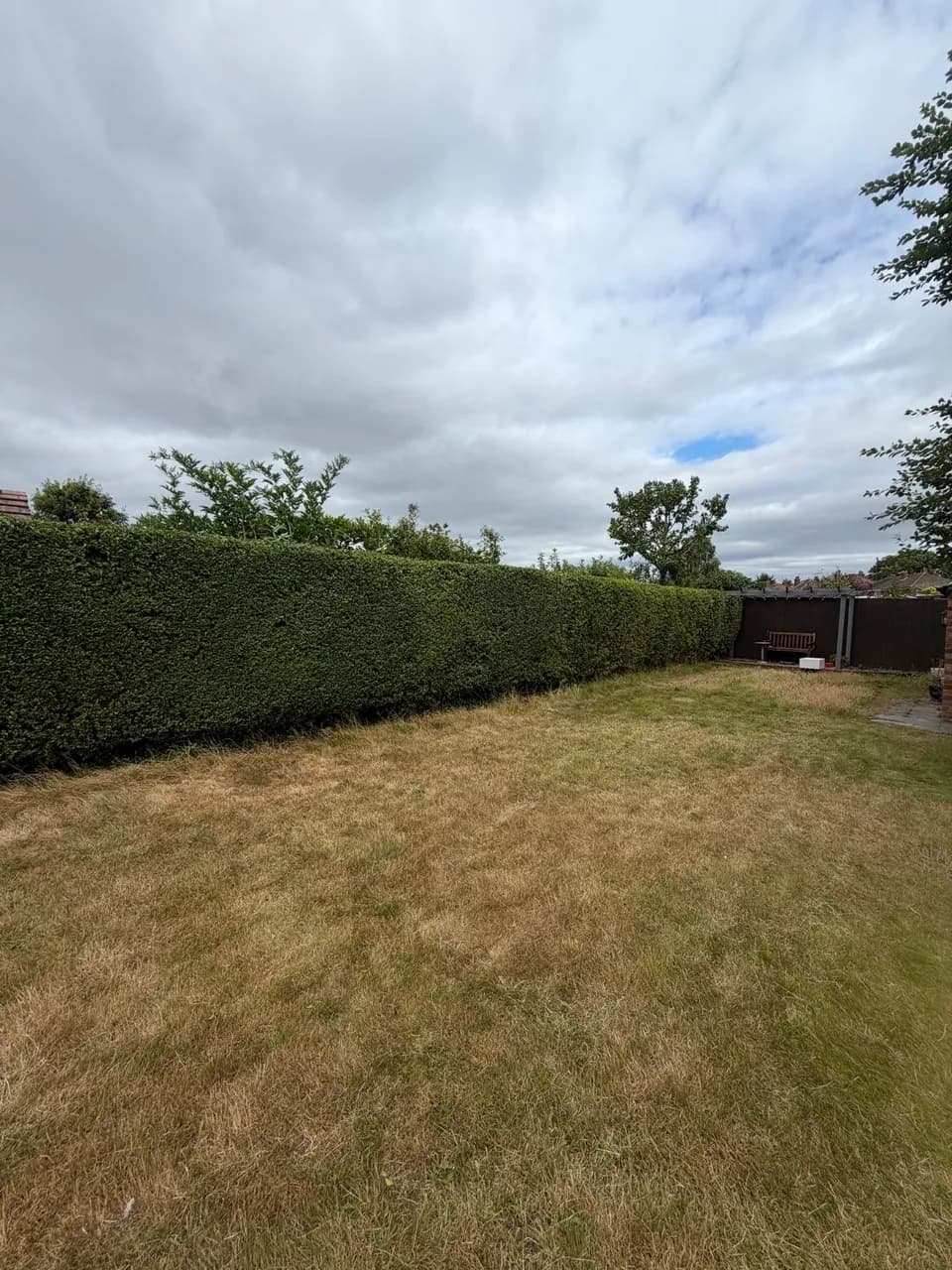 Long boundary hedge after the face and top line were carefully trimmed