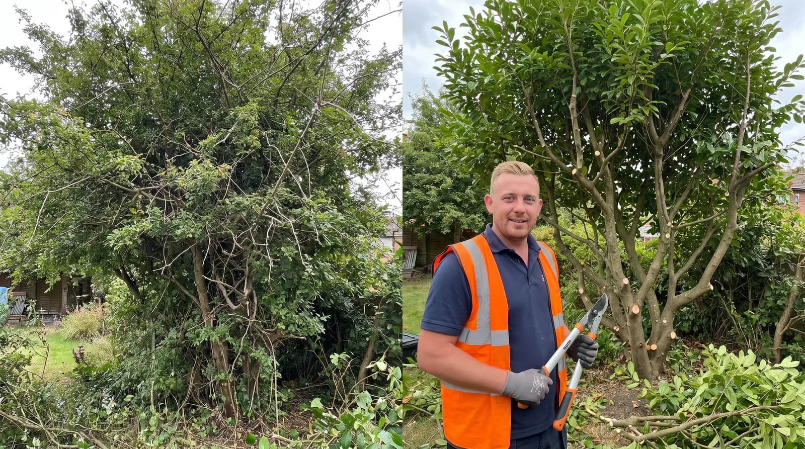 Before and after tree work in Chester by Chester Property & Garden Maintenance