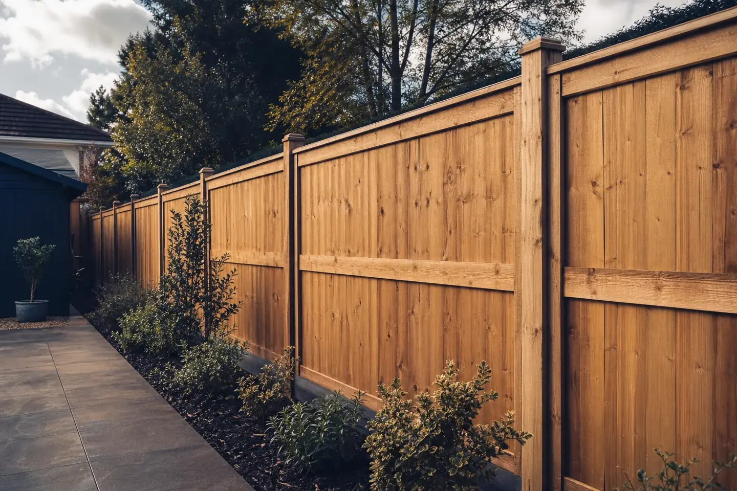 New timber close-board fence panels and posts installed along a Chester back garden boundary