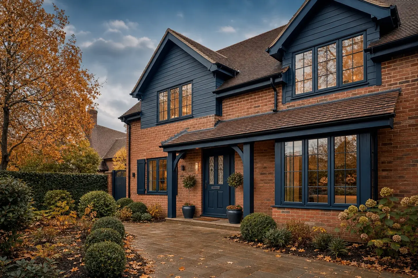 A well-maintained Chester home exterior through the seasons with tidy garden, clear gutters and clean paving
