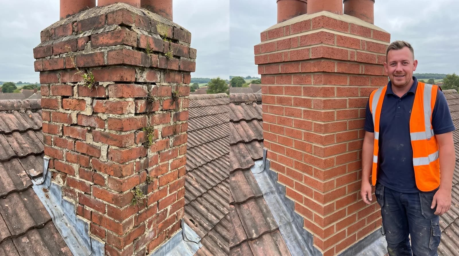 Before and after chimney repairs & repointing in Chester by Chester Property & Garden Maintenance
