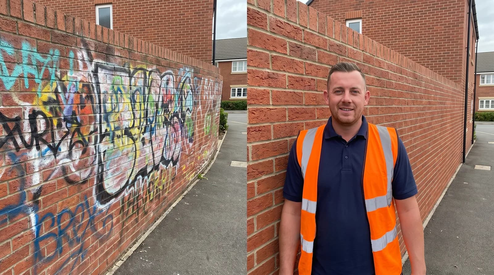 Before and after graffiti removal in Chester by Chester Property & Garden Maintenance