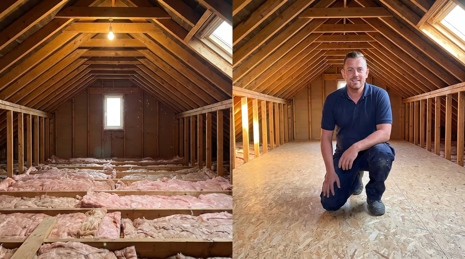 Before and after loft boarding in Chester by Chester Property & Garden Maintenance