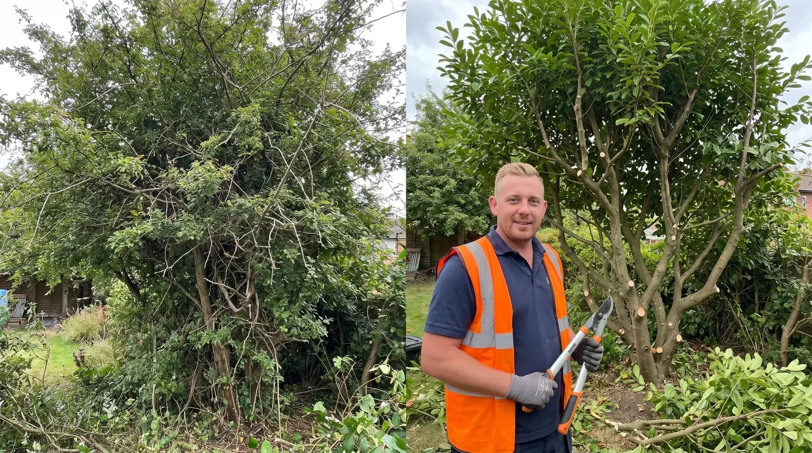 Before and after tree surgery in Chester by Chester Property & Garden Maintenance